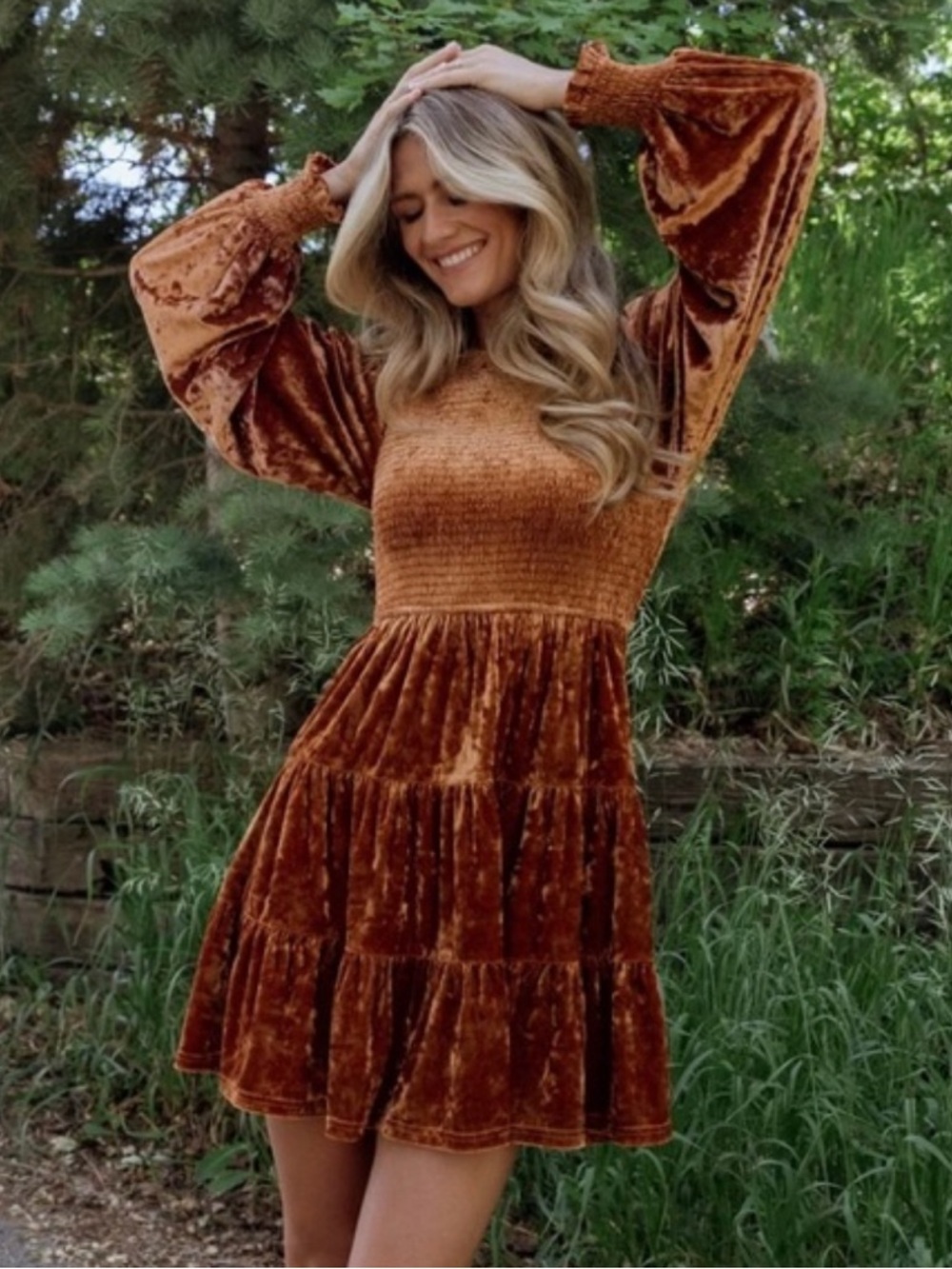 Baltic born long sleeve copper velvet dress medium NWT - Picture 12 of 12